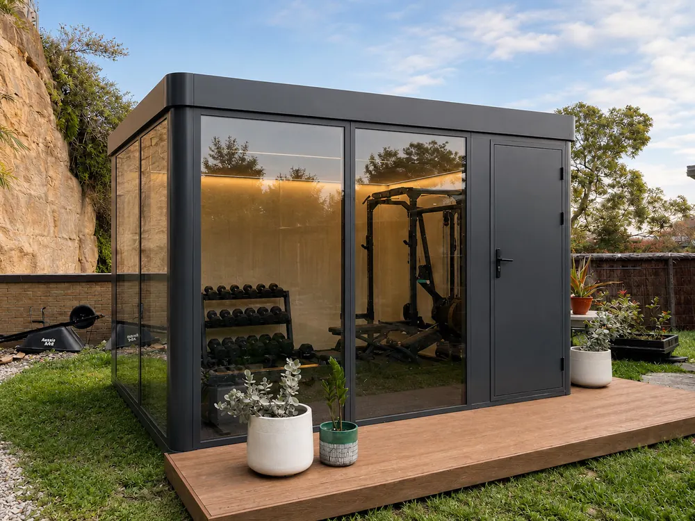 FreshPod black backyard room with deck in Dee Why